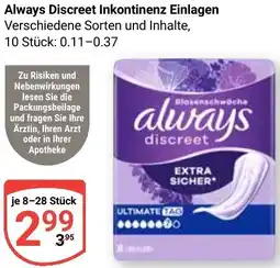 Globus Always Discreet Inkontinenz Einlagen Angebot