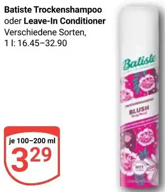 Globus Batiste Trockenshampoo oder Leave-In Conditioner Angebot