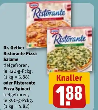 REWE Dr. Oetker Ristorante Pizza Salame oder Ristorante Pizza Spinaci Angebot