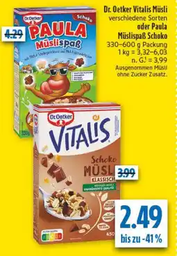 diska Dr. Oetker Vitalis Müsli oder Paula Müslispaß Schoko Angebot