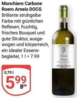 Globus Monchiero Carbone Roero Arneis DOCG Angebot