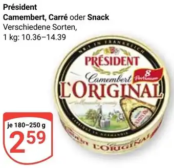 Globus Président Camembert, Carré oder Snack Angebot