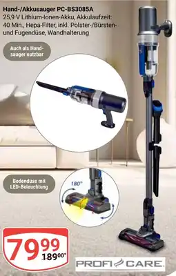 Globus PROFI CARE Hand-/Akkusauger PC-BS3085A Angebot