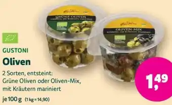 Biomarkt GUSTONI Oliven Angebot