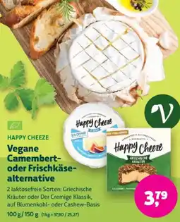 Biomarkt HAPPY CHEEZE Vegane Camembert oder Frischkäsealternative Angebot