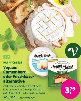 Biomarkt HAPPY CHEEZE Vegane Camembert oder Frischkäsealternative Angebot