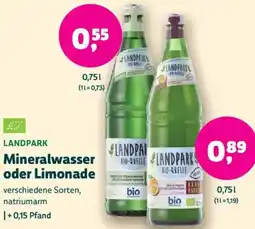Biomarkt LANDPARK Mineralwasser oder Limonade Angebot