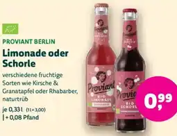 Biomarkt PROVIANT BERLIN Limonade oder Schorle Angebot
