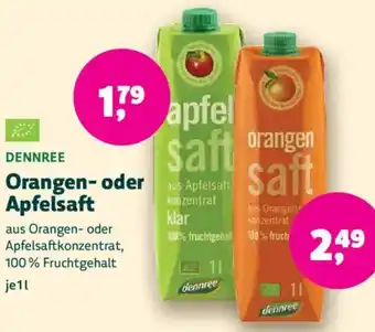 Biomarkt DENNREE Orangen- oder Apfelsaft Angebot