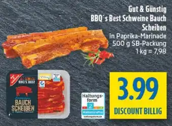 diska Gut & Günstig BBQ's Best Schweine Bauch Scheiben Angebot