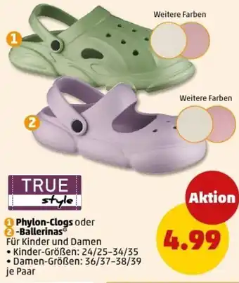 PENNY TRUE style Phylon-Clogs oder -Ballerinas Angebot