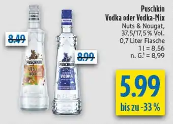 diska Puschkin Vodka oder Vodka-Mix Angebot