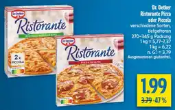 diska Dr. Oetker Ristorante Pizza oder Piccola Angebot