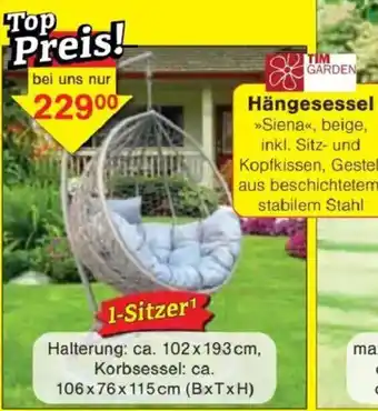 Jawoll TIM GARDEN Hängesessel 1-Sitzer Angebot