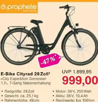 Jawoll prophete E-Bike Cityrad 28 Zoll Angebot