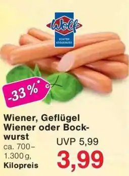Jawoll Wiener, Geflügel Wiener oder Bock- wurst Angebot