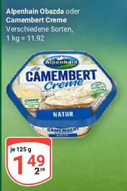 Globus Alpenhain Obazda oder Camembert Creme Angebot