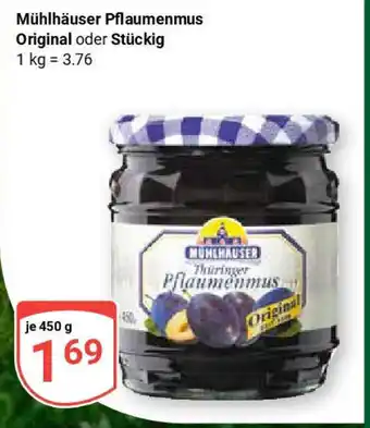 Globus Mühlhäuser Pflaumenmus Original oder Stückig Angebot