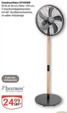 Globus Bestron Standventilator DFS45WB Angebot