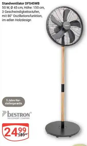 Globus Bestron Standventilator DFS45WB Angebot