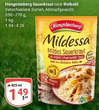 Globus Hengstenberg Sauerkraut oder Rotkohl Angebot
