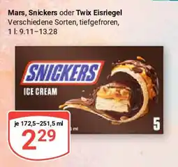 Globus Mars, Snickers oder Twix Eisriegel Angebot
