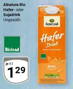 Globus Alnatura Bio Hafer- oder Sojadrink Angebot
