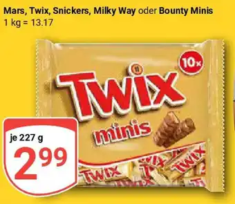 Globus Mars, Twix, Snickers, Milky Way oder Bounty Minis Angebot