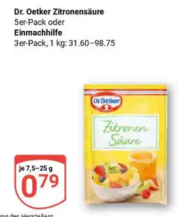 Globus Dr. Oetker Zitronensäure 5er-Pack oder Einmachhilfe Angebot