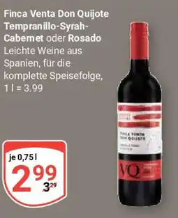 Globus Finca Venta Don Quijote Tempranillo-Syrah- Cabernet oder Rosado Angebot