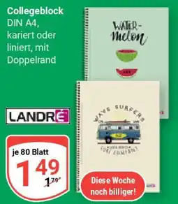 Globus LANDRÉ Collegeblock DIN A4 Angebot