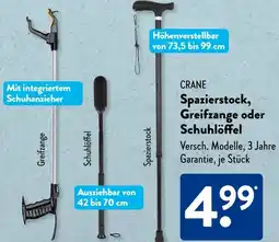 Aldi Süd CRANE Spazierstock, Greifzange oder Schuhlöffel Angebot