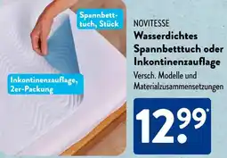 Aldi Süd NOVITESSE Wasserdichtes Spannbetttuch oder Inkontinenzauflage Angebot