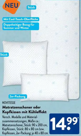 Aldi Süd NOVITESSE Matratzenschoner oder Kopfkissen mit Kühleffekt Angebot