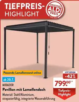 Aldi Süd MIRADOR Pavillon mit Lamellendach Angebot