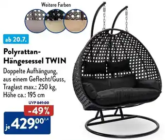 Aldi Süd HOME DELUXE Polyrattan Hängesessel TWIN Angebot