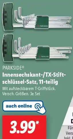 Lidl PARKSIDE Innensechskant-/TX-Stiftschlüssel-Satz, 11-teilig Angebot