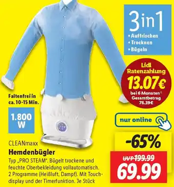 Lidl CLEANmaxx Hemdenbügler Angebot