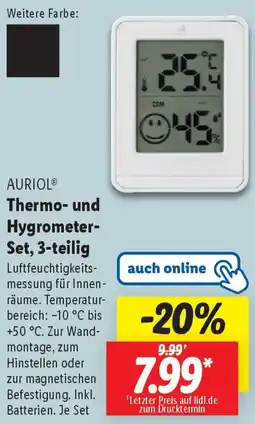 Lidl AURIOL Thermo- und Hygrometer Set, 3-teilig Angebot