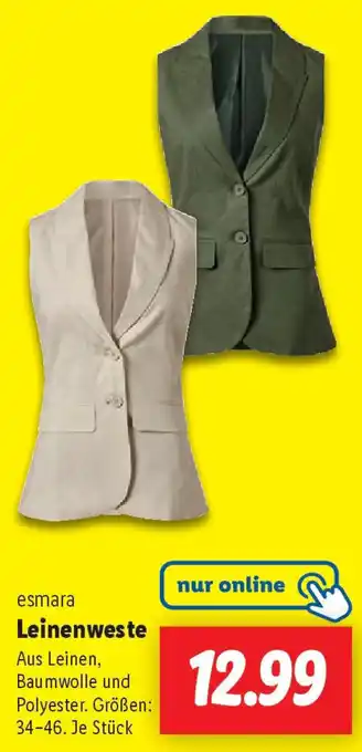 Lidl esmara Leinenweste Angebot