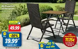 Lidl LIVARNO home Alu Klapptisch mit Holzplatte Angebot