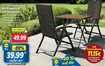 Lidl LIVARNO home Alu Klapptisch mit Holzplatte Angebot