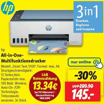 Lidl hp All-in-One Multifunktionsdrucker Angebot