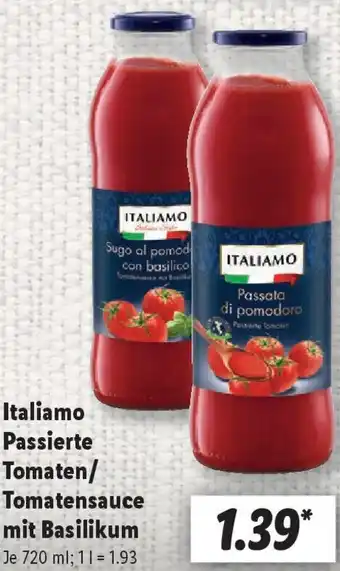 Lidl Italiamo Passierte Tomaten/ Tomatensauce mit Basilikum Angebot