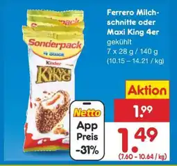 Netto Marken-Discount Ferrero Milchschnitte oder Maxi King 4er Angebot