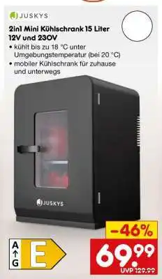 Netto Marken-Discount 2in1 Mini Kühlschrank 15 Liter 12V und 230V Angebot