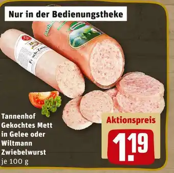 REWE Tannenhof oder wiltmann gekochtes mett in gelee oder zwiebelwurst Angebot