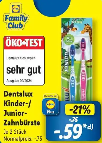 Lidl Dentalux Kinder-/ Junior Zahnbürste Angebot