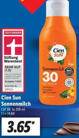 Lidl Cien Sun Sonnenmilch Angebot
