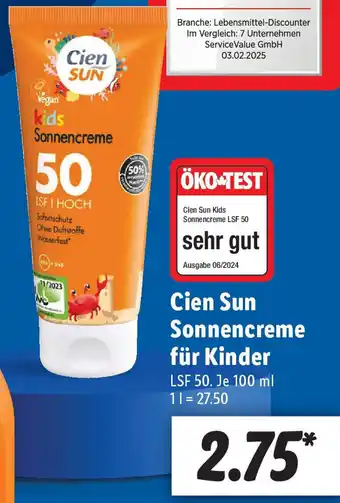 Lidl Cien Sun Sonnencreme für Kinder Angebot